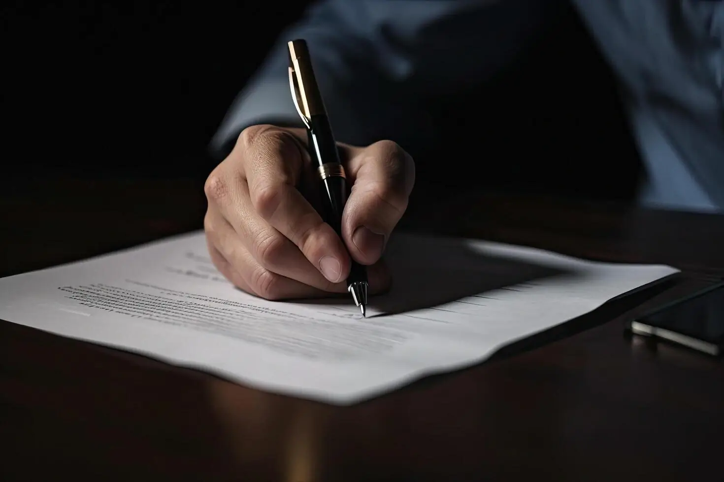 A signed contract and a pen.